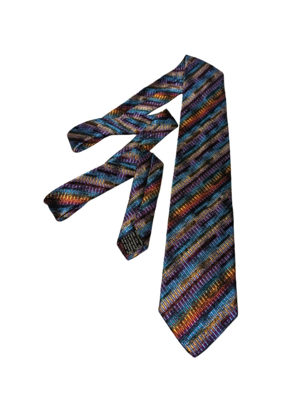 Vintage 80's Missoni Silk Neck Tie Made In Italy Signature Color Patterning